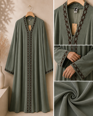Heritage Threads Abaya - Sage Green Korean Velvet Abaya