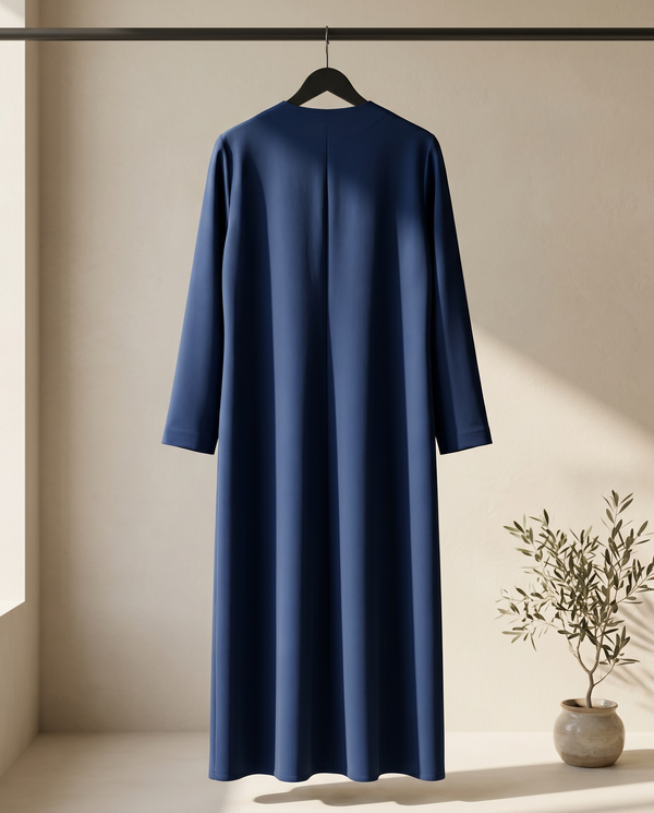 Heritage Threads Abaya - Blue Japanese Cut Abaya with Stone Buttons | Lite Indonesia Barbie Fabric