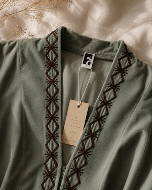 Heritage Threads Abaya - Sage Green Korean Velvet Abaya