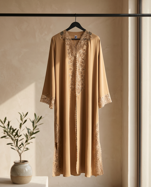 Heritage Threads Abaya - Royal Korea Zahr Crepe Laser Cut Abaya