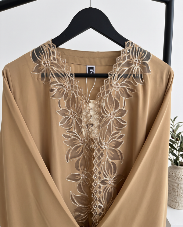 Heritage Threads Abaya - Royal Korea Zahr Crepe Laser Cut Abaya