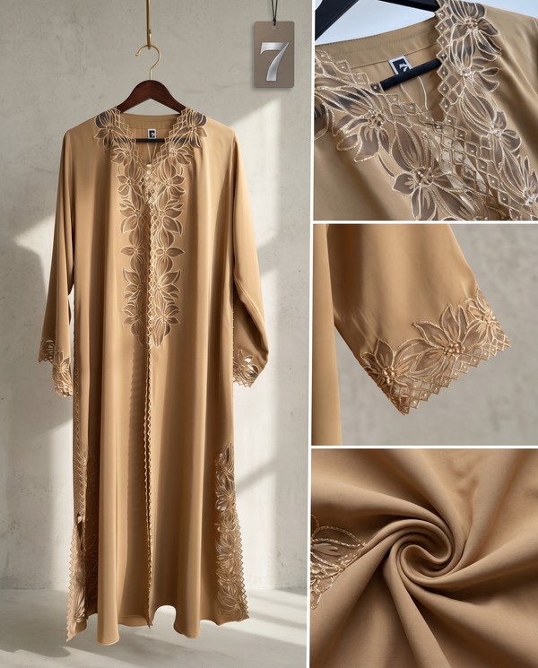 Heritage Threads Abaya - Royal Korea Zahr Crepe Laser Cut Abaya